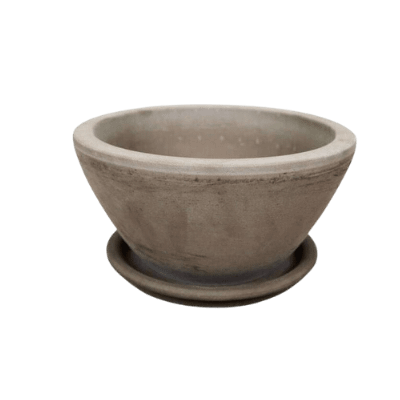 Image Of Terracotta Basalt Planter Bowl With Saucer