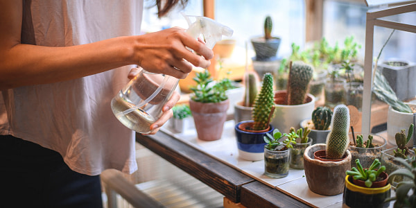 Image Of Women Watering A Variety Of Succulents. Blog Sharing Best Care Basics For Succulents.